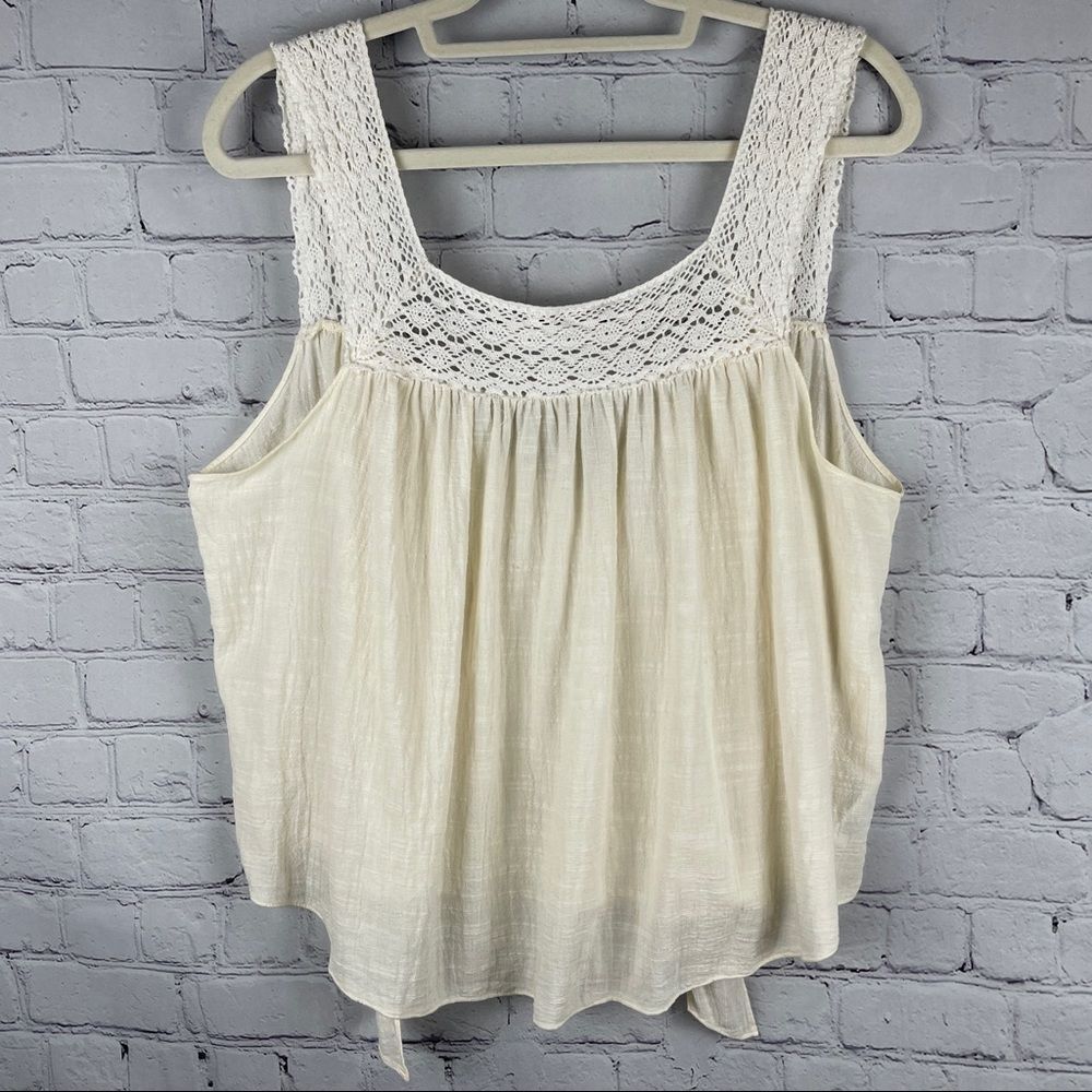 MADEWELL lightweight cotton blend beige crochet tie-back tank top, size XL - Picture 3 of 16